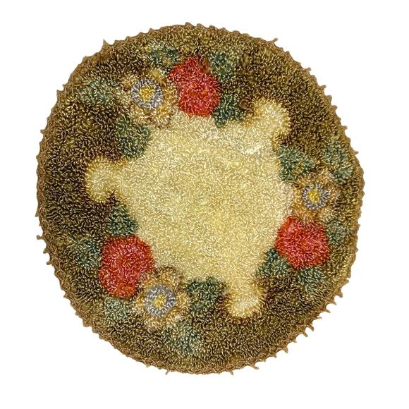 Vintage Handmade Punch Needle Doily Dollhouse Rug Miniature Embroidery Floral - Picture 1 of 6